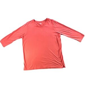 Lands End Womens Large Tall Coral Cotton Long Sleeve Tee Normcore Minimalist